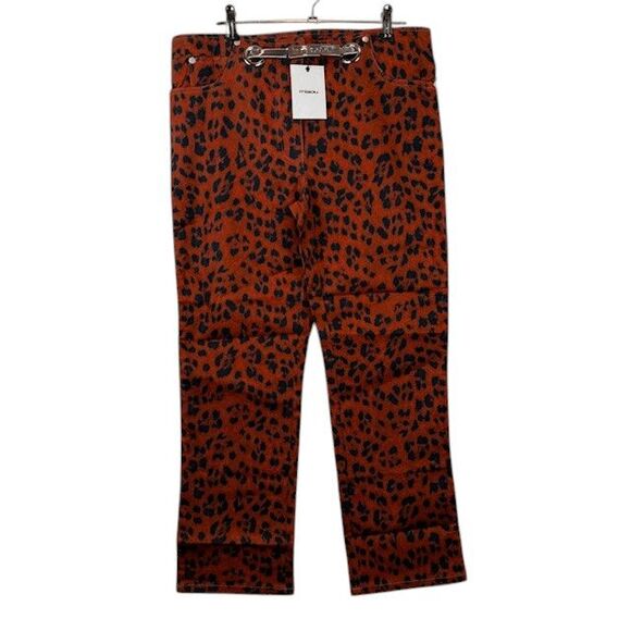 NEW! MAIOU The Tommy Pant in Red Leopard Print with Silver Belt Size 27 - Picture 4 of 15